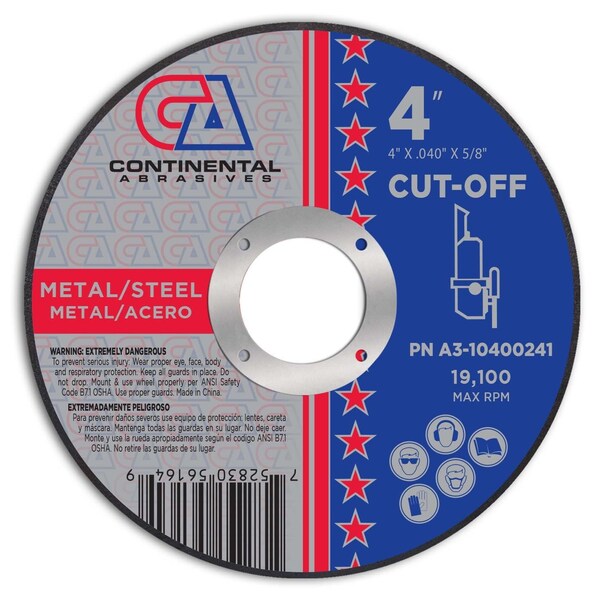 Continental Abrasives 4" x .040" x 5/8" Signature T1 Premium Thin Cut-Off Wheel A3-10400241 - main